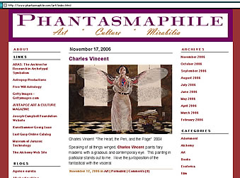 Phatasmaphile.com screenshot with Charles Vincent Paintings